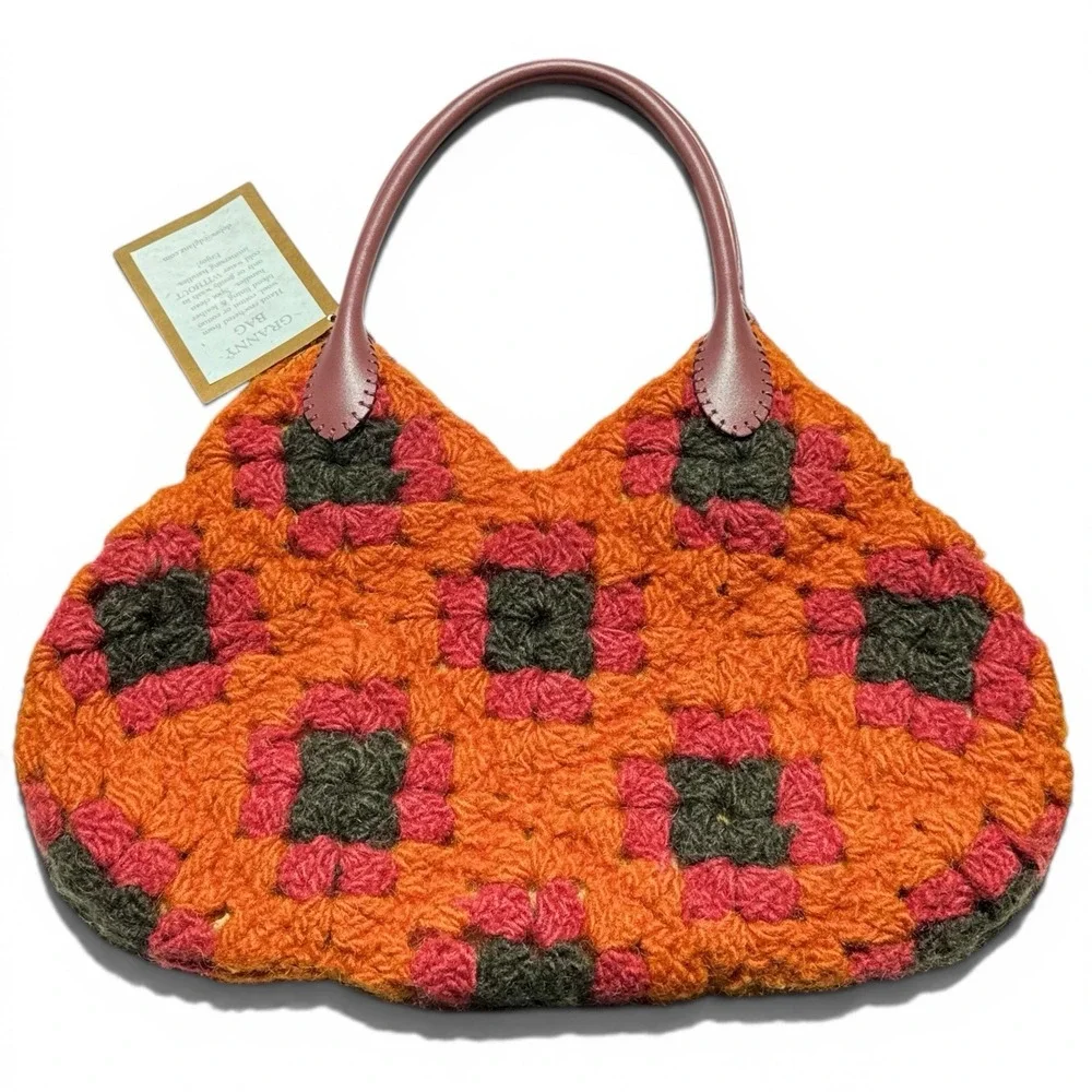 Hand Crocheted Square Handbag Granny core Cottagecore Coquette Boho Festival Y2K